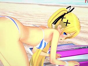 marie rose in bikini sucking on the beach, what fantasies unfold in doa full fantasyking3?