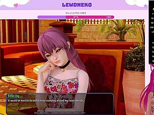 lewd vtuber neko moans while playing harem hotel