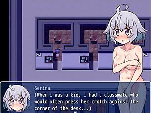 Exhibitionist Girl Serina Suzuyo Flashes in Anime Game Scene