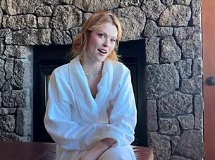 Slutty redhead bridesmaid locked out before wedding