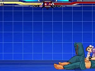 Chunli battles long in anime cartoon