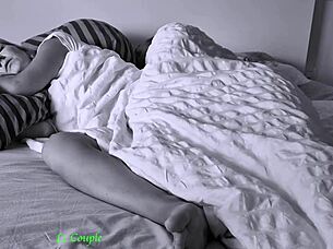 He wakes his wife by sliding into her wet pussy, loud moans filling the room.