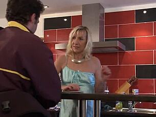 a mature cougar gets her ass fucked by the mailman, blowjob and anal in amateur hentai style.