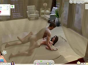 In The Sims 4, I ask the neighbor, 'Want to fuck in bed while crossdressing?'