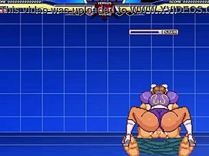 Chunli battles long in anime cartoon