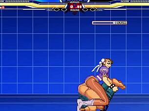Chunli battles long in anime cartoon