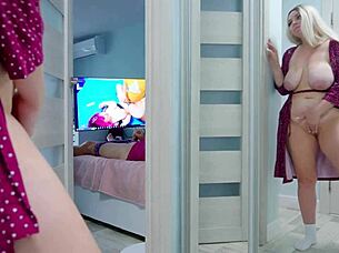 Stepdaughter with big tits spies on stepdad part 2.