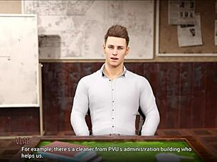 Exploring university challenges in this anime game episode 😊.