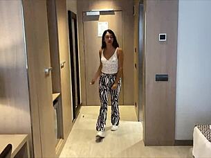 Cleaning girl gets creampie for extra money