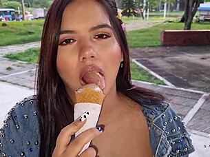 Nerdy boyfriend gets naughty in public mall encounters