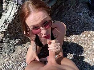 Hot Brunette Fucks Stranger On Public Beach