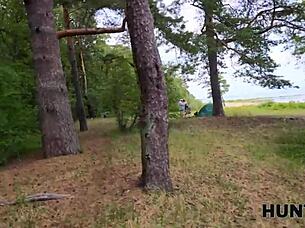 Young girlfriend cheats with stranger in tent