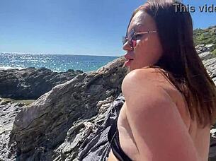 Hot Brunette Fucks Stranger On Public Beach