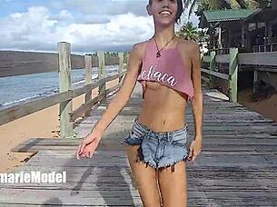 Fake Police Girl Fucked Hard In Woods By Three Strangers