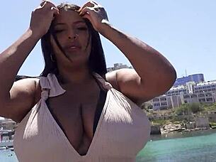 german scout picks curvy latina with huge natural tits for casting bang.