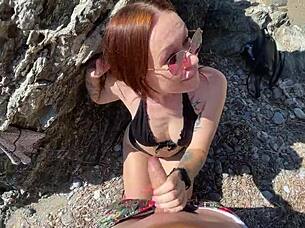 Hot Brunette Fucks Stranger On Public Beach