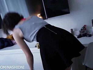 lady sonia strips excitedly with big tits tease