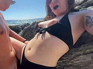 Hot Brunette Fucks Stranger On Public Beach