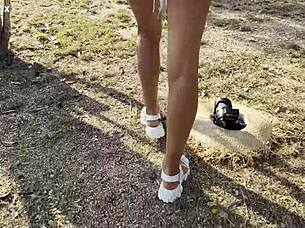 i'm shameless monika fox pissin' outdoors with naked tits under tree