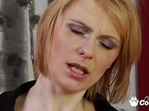 Euro milf gives her man a sloppy rim job