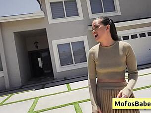 sexy brunette angelina moon pays gardener logan xander with wet blowjob and juicy pussy 😏💦