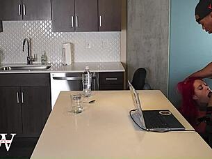 Redhead Taps Out On Monster Cock