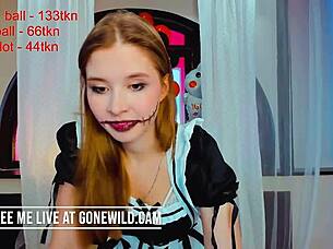 This cute maid cums hard on webcam