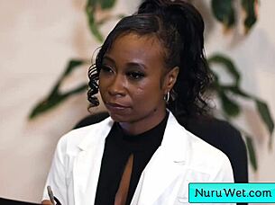 Black Horny Beauty Masseuse Delivers Intense Wet Nuru Massage With Oliver Davis