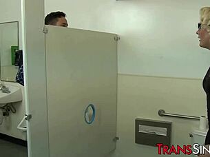 Isabella Sorrenti, the cute shemale, sucks big cock at gloryhole.