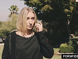 Busty Blonde Teacher Sucks Students' Cocks