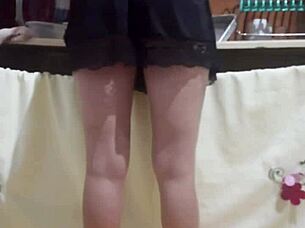 Hired Brazilian maid hotter in person with tight shorts exciting me