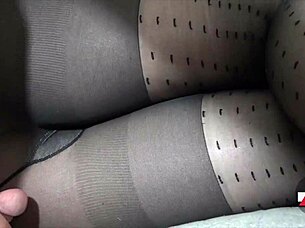 ripped her pantyhose and rubbed my cock on her ass before coming inside