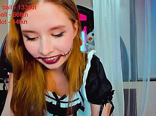 This cute maid cums hard on webcam