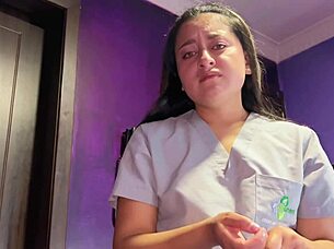 Julieta venus, a petite latina babe with small tits, sucks dildo like a real cock.