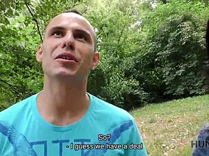 Can you believe this guy lets a stranger fuck his GF Liliane outdoors?