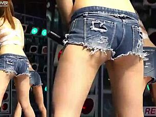 kpop dance with naughty korean brunette