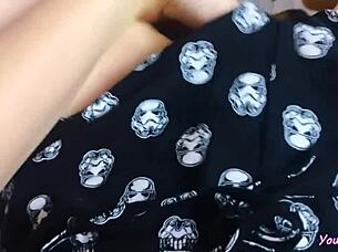 I watch porn and caress my small tits