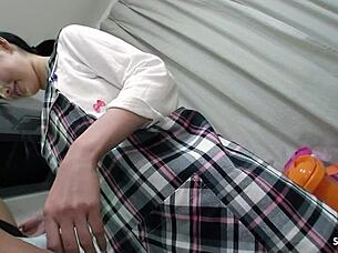 Skinny japanese virgin step-sister tricked into defloration creampie by boy in uncensored jav