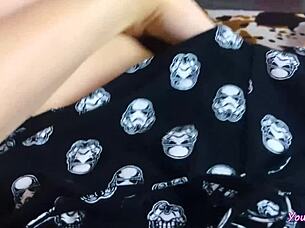 I watch porn and caress my small tits