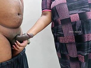 Indian Bhabhi Jerking Cock With Handjob Massage