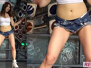 kpop dance with naughty korean brunette