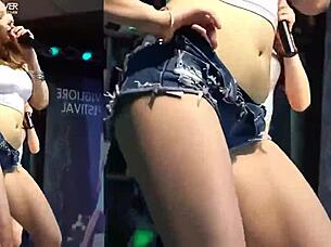 kpop dance with naughty korean brunette