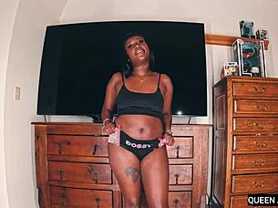 thick ebony queen ava teases cock