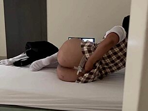i found my stepdaughter masturbating in uniform, her huge ass begging for cum
