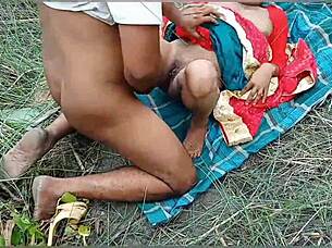 Outdoor group fucks sexy bangla bhabhi with big natural tits in missionary position