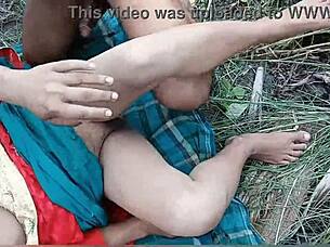 Outdoor group fucks sexy bangla bhabhi with big natural tits in missionary position