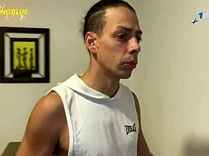 Skinny secretary gives best blowjob to muscular lover