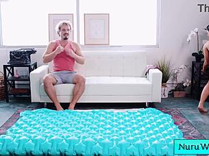 teen brunette masseuse avery black performs wet nuru massage