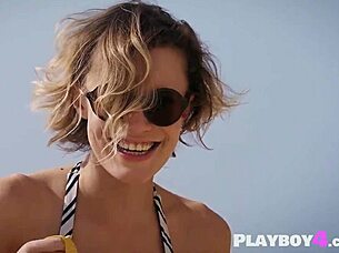 petite blonde milf teases with outdoor strip and dance