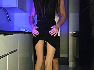 young babe moans loudly in kitchen with tight pussy 😍